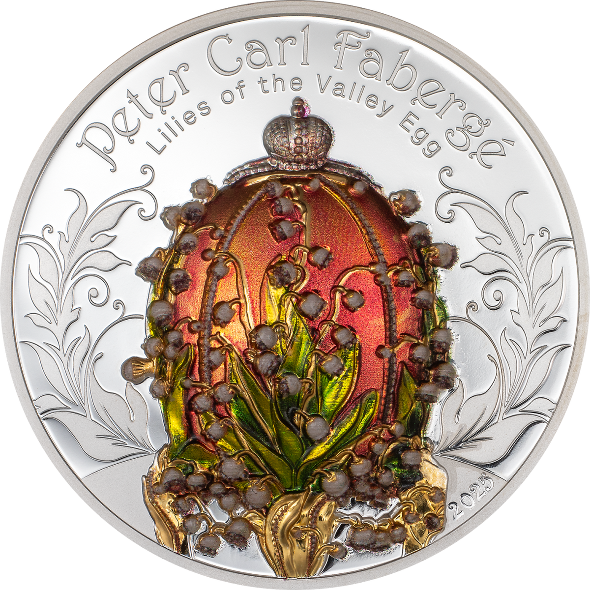 2025 Mongolia Fabergé Eggs Lilies of the Valley Egg 2 oz