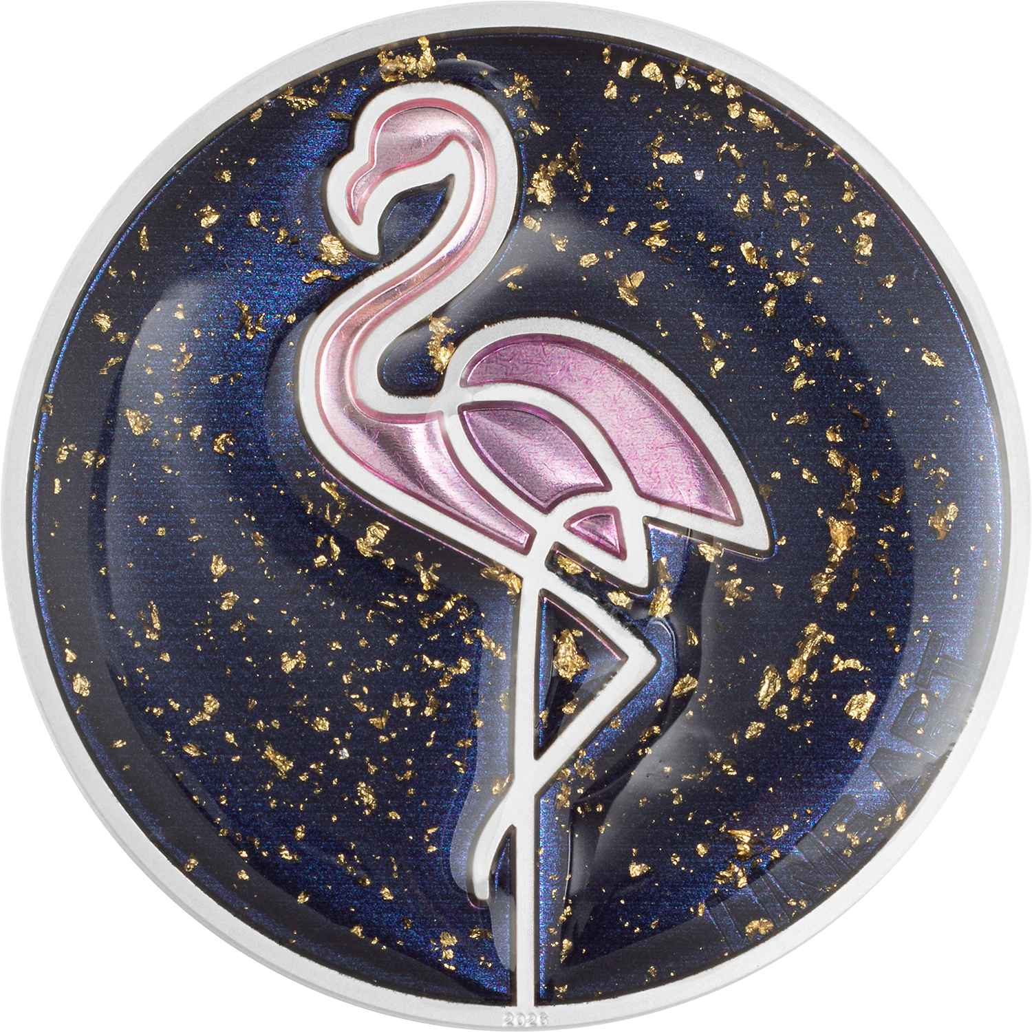 2026 Cook Islands Line Art Flamingo 1 oz Silver Proof Colorized